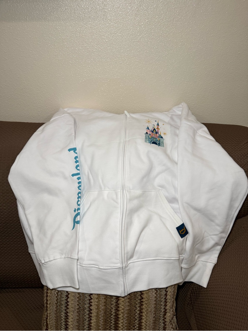 Disney Parks Disneyland Resort Castle Zip Hoodie XXL/2X White Gold Pink Blue